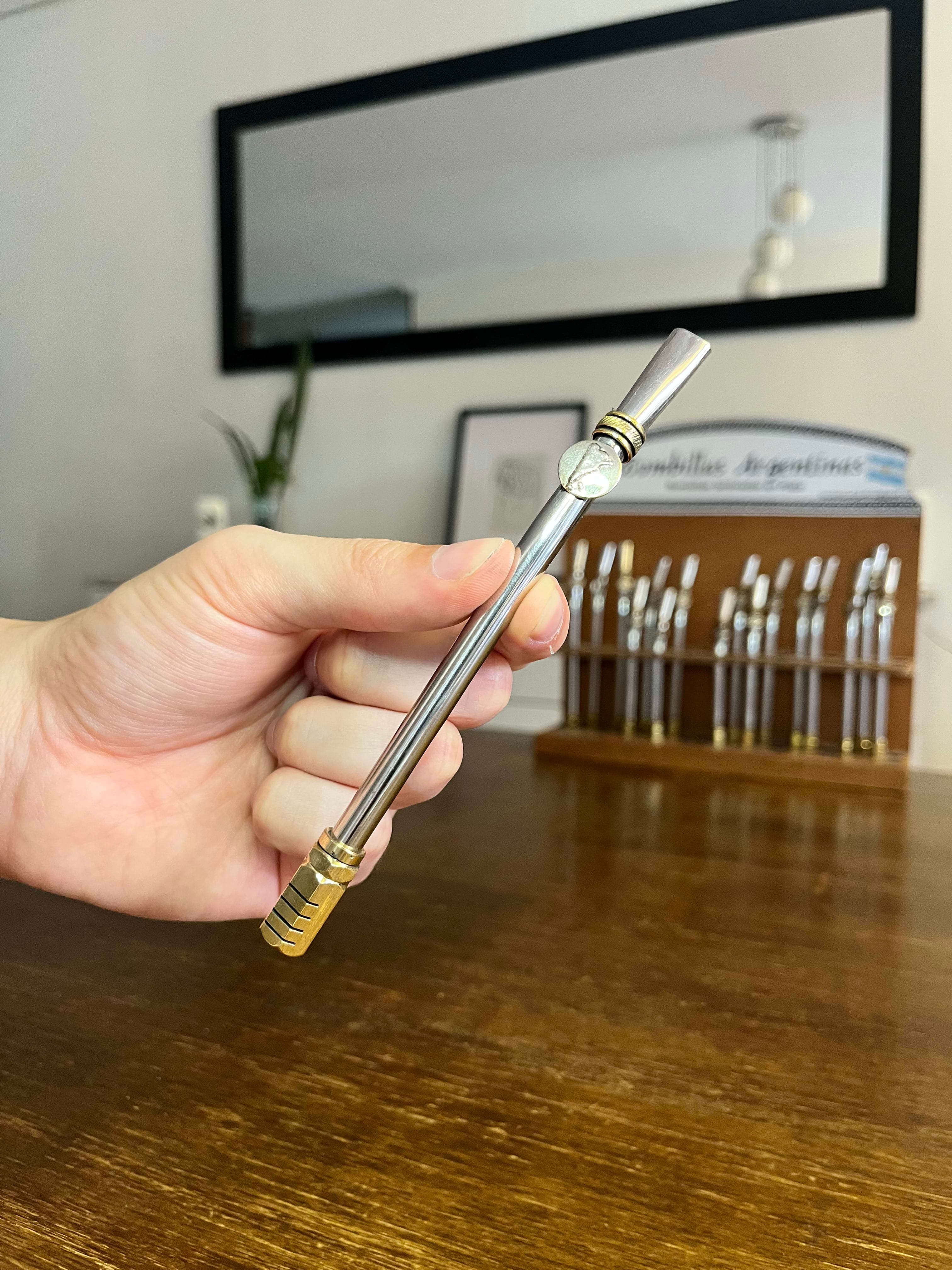 Bombilla coquito - Acero con alpaca y bronce